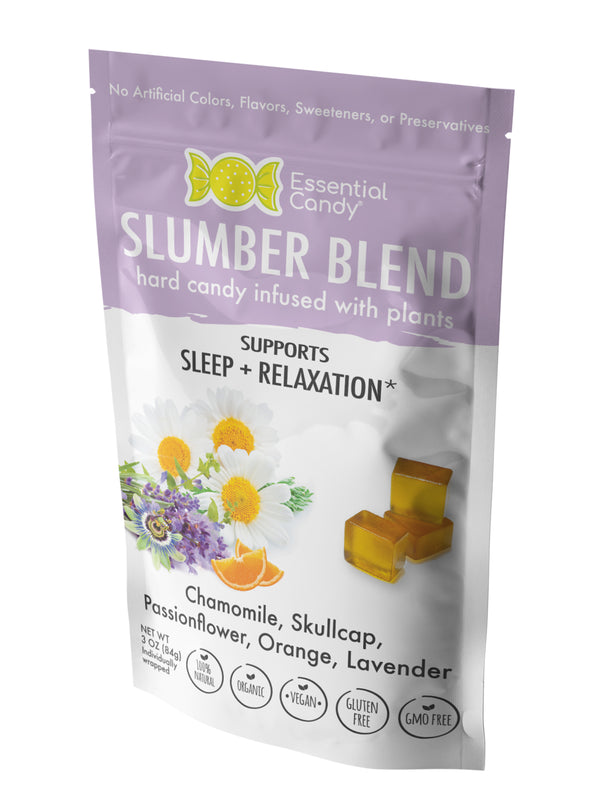 Slumber Sleep Blend Organic Hard Candy with Chamomile, Skullcap, Passionflower, Orange, Lavender - Essential Candy