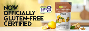 Essential Candy Digestive Blend hard candy with GFCO Gluten-Free certification logo and lemons.