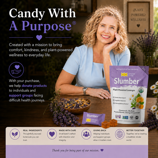 Slumber™ Botanical Lozenges – Relaxation and Restful Sleep Support – Organic Chamomile, Valerian Root, Skullcap, Passionflower, Lavender and Orange – Gluten-Free, Non-GMO, Vegan*
