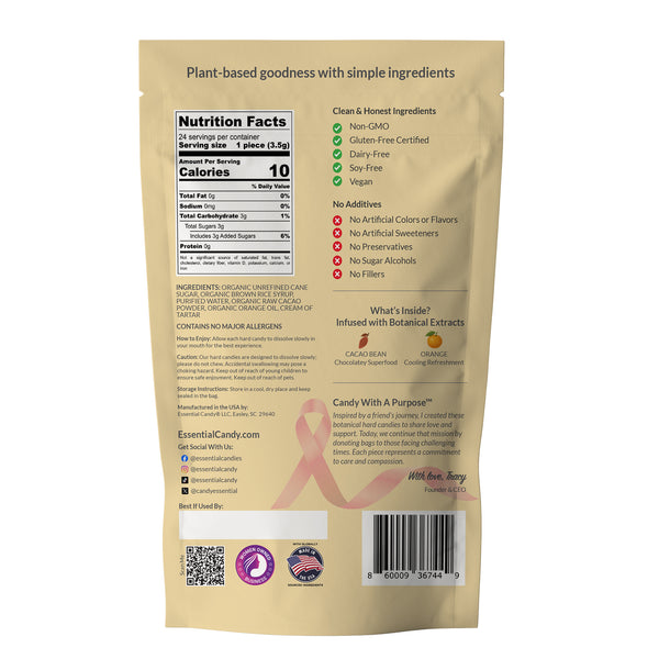 Back view of a plant-based product packaging with nutrition facts, ingredients, and branding details.