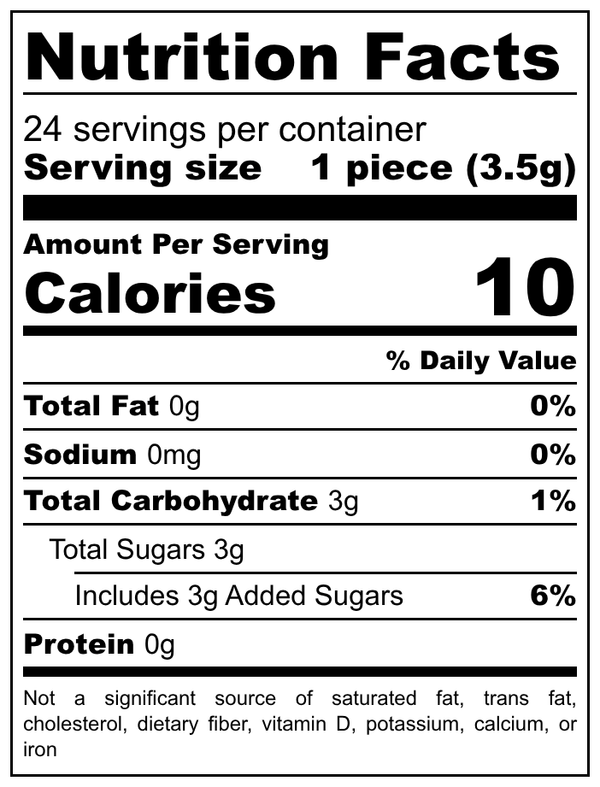 Nutrition facts label for a food product with serving size, calories, and nutritional content.