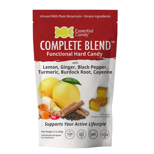 Complete Blend Functional Hard Candy with Lemon, Ginger, Black Pepper, Turmeric, Burdock Root, Cayenne - Essential Candy