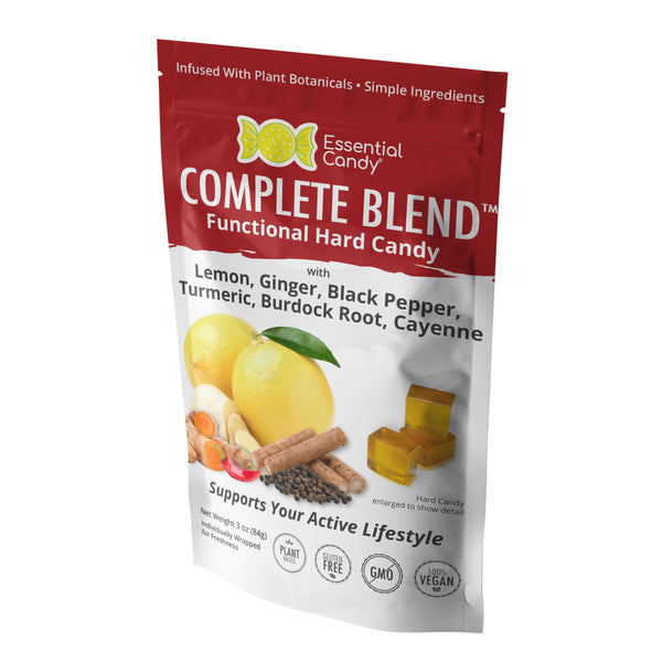 Complete Blend Functional Hard Candy with Lemon, Ginger, Black Pepper, Turmeric, Burdock Root, Cayenne - Essential Candy