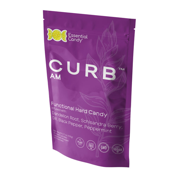 CURB AM Blend Functional Hard Candy with Dandelion Root, Schisandra Berry, Dill, Black Pepper, and Peppermint - Essential Candy