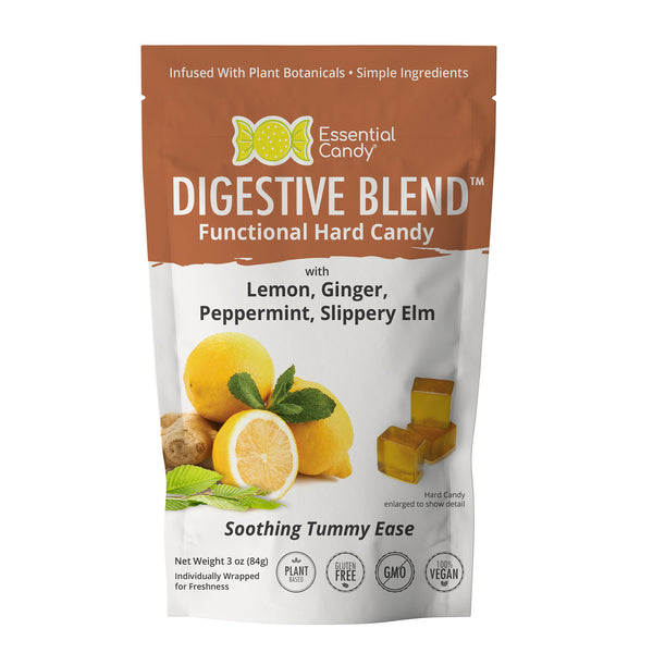 Digestive Blend Functional Hard Candy with Lemon, Ginger, Peppermint, Slippery Elm - Essential Candy