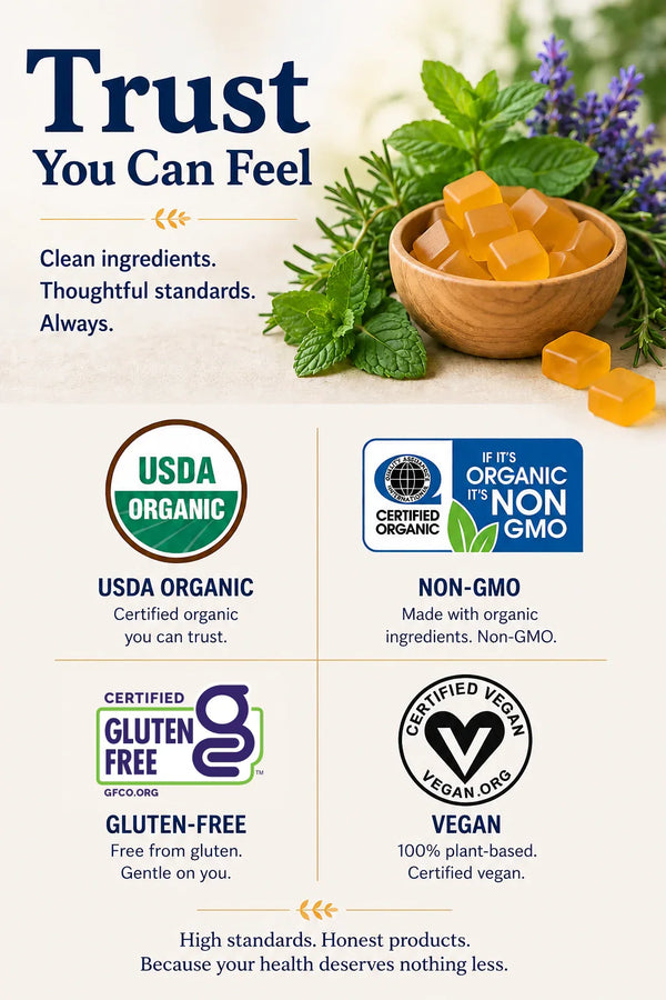 Essential Candy Clarity Cognitive Support Organic Lozenges - Certifications