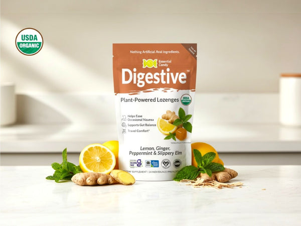 Essential Candy Digestive Blend Lemon Ginger Peppermint Slippery Elm USDA Organic Certified