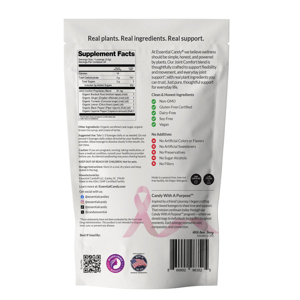 Joint Comfort Supplement package with ingredient list and branding on a white background