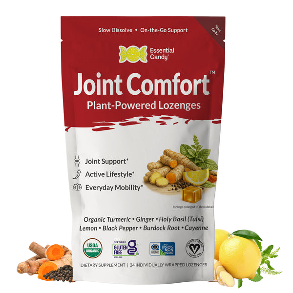 Joint Comfort™ (Complete) Botanical Lozenges – Supports Joint Comfort & Mobility – Organic Turmeric, Ginger, Lemon, Black Pepper, Burdock Root & Cayenne – Gluten-Free, Non-GMO, Vegan*