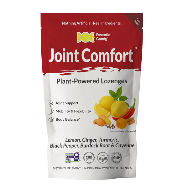 Joint Comfort plant-powered lozenges packaging on a white background