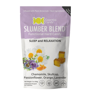 Slumber Sleep Blend Functional Hard Candy with Chamomile, Skullcap, Passionflower, Orange, Lavender - Essential Candy