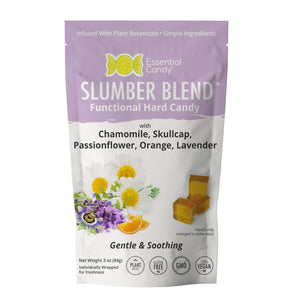 Slumber Sleep Blend Functional Hard Candy with Chamomile, Skullcap, Passionflower, Orange, Lavender - Essential Candy