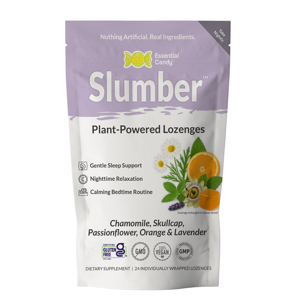 Slumber™ Botanical Lozenges – Relaxation & Restful Sleep Support – Organic Chamomile, Skullcap, Passionflower, Lavender & Orange – Gluten-Free, Non-GMO, Vegan*