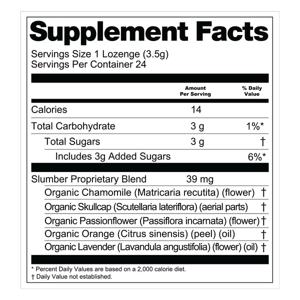 Slumber™ Botanical Lozenges – Relaxation & Restful Sleep Support – Organic Chamomile, Skullcap, Passionflower, Lavender & Orange – Gluten-Free, Non-GMO, Vegan*