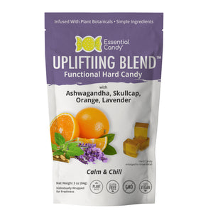 Uplifting Blend Functional Hard Candy with Orange, Lavender, Ashwagandha, Skullcap - Essential Candy