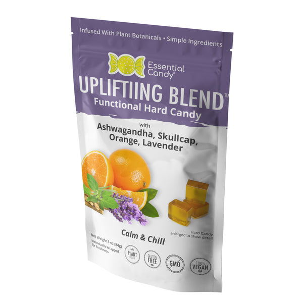 Uplifting Blend Functional Hard Candy with Orange, Lavender, Ashwagandha, Skullcap - Essential Candy