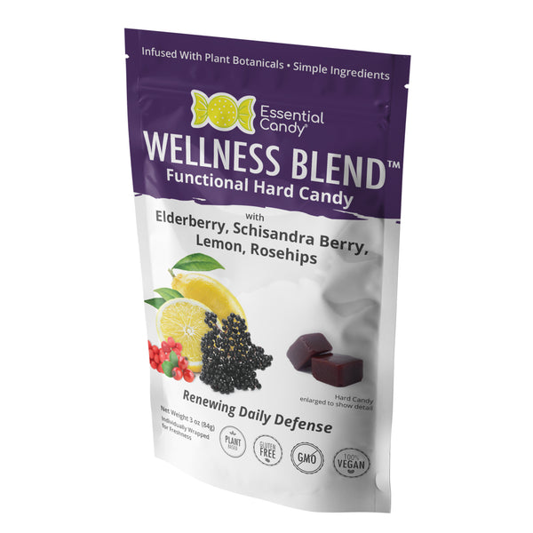 Wellness Blend Functional Hard Candy with Elderberry, Schisandra Berry, Lemon and Rosehips - Essential Candy