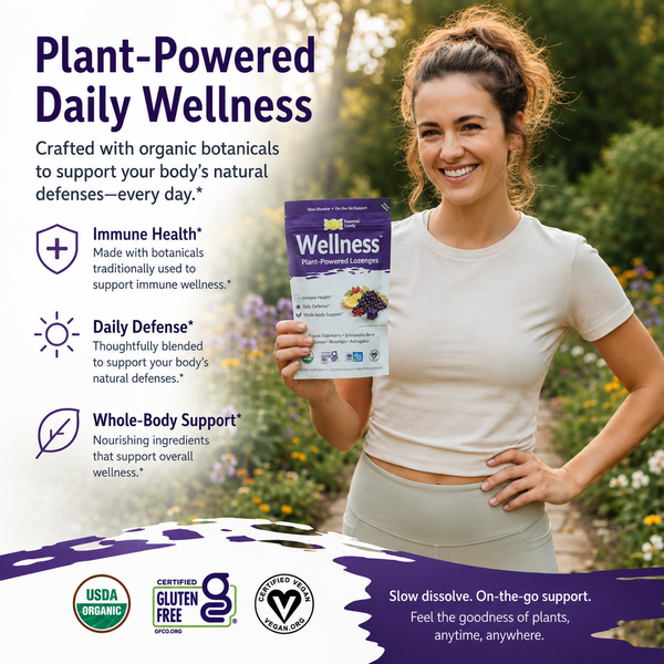 Wellness™ Botanical Lozenges – Daily Immune and Seasonal Support – Organic Elderberry, Astragalus, Schisandra, Lemon and Rosehips – Gluten-Free, Non-GMO, Vegan*