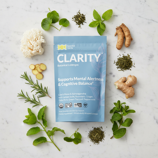 Clarity Flat Lay with Botanicals