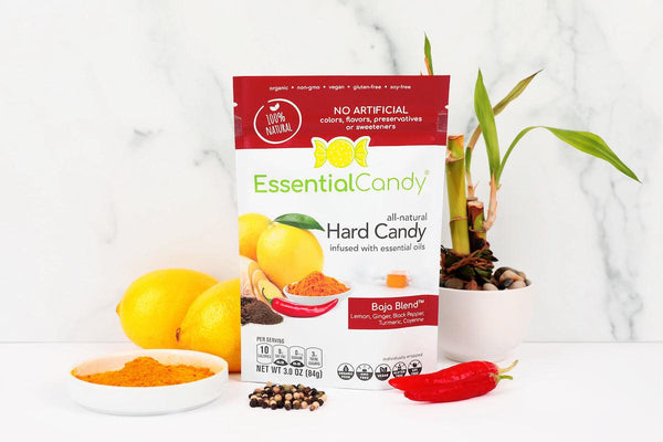 Complete Blend Organic Hard Candy with Lemon, Ginger, Black Pepper, Turmeric, Burdock Root, Cayenne - Essential Candy