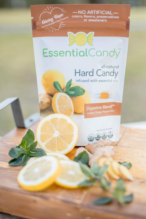 Digestive Blend Organic Hard Candy with Lemon, Ginger, Peppermint, Slippery Elm - Essential Candy