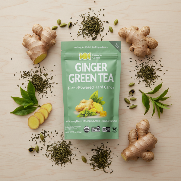 Ginger Green Tea Flat Lay