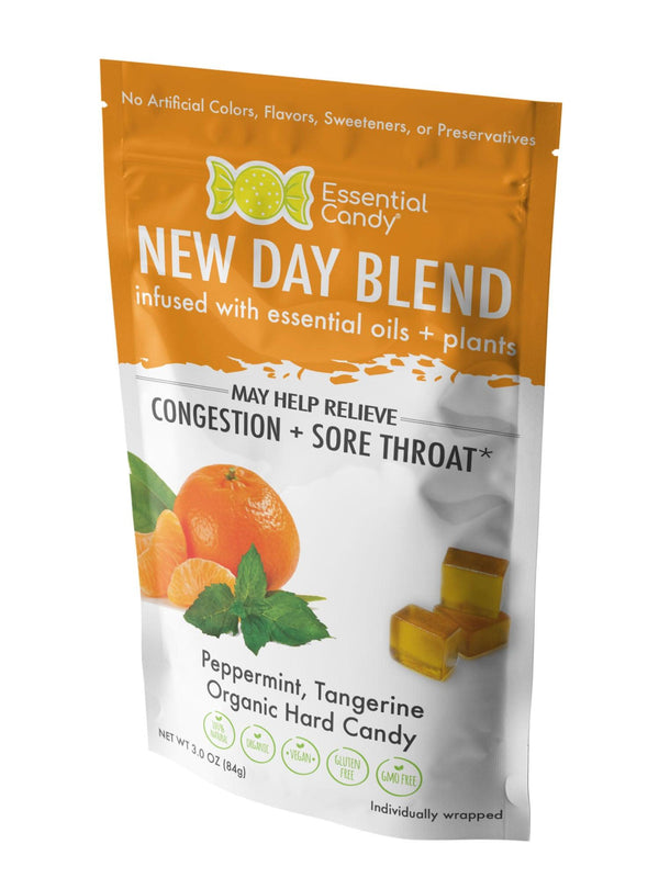 New Day Blend Organic Hard Candy with Peppermint and Tangerine - Essential Candy