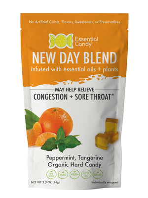 New Day Blend Organic Hard Candy with Peppermint and Tangerine - Essential Candy