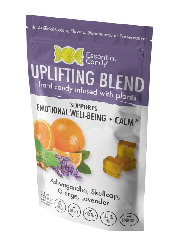 Uplifting Blend Organic Hard Candy with Orange, Lavender, Ashwagandha, Skullcap - Essential Candy