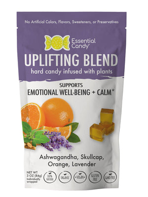 Uplifting Blend Organic Hard Candy with Orange, Lavender, Ashwagandha, Skullcap - Essential Candy