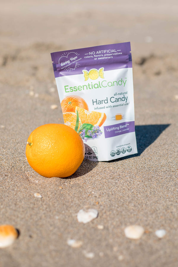 Uplifting Blend Organic Hard Candy with Orange, Lavender, Ashwagandha, Skullcap - Essential Candy