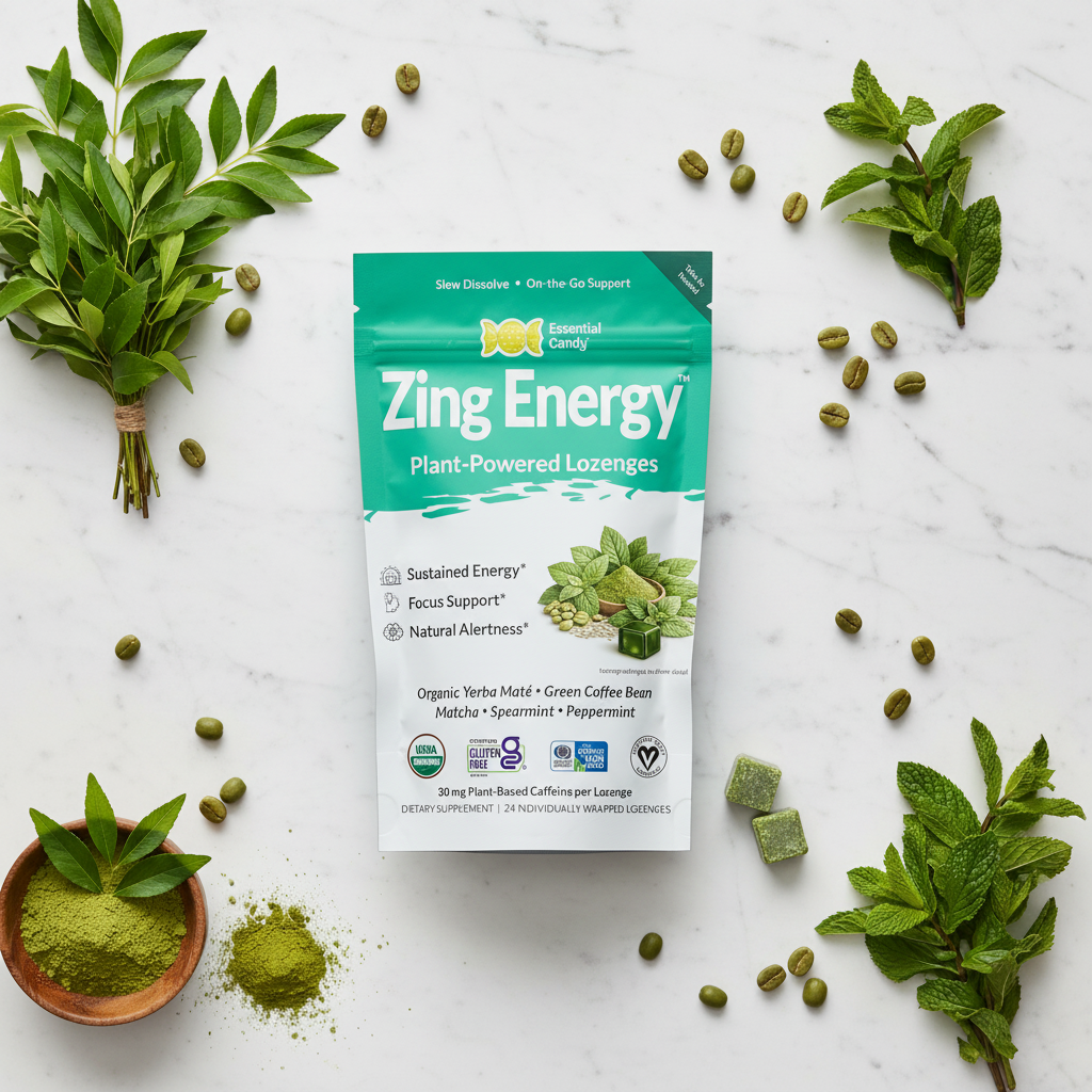 Zing Energy™ Lozenges | Natural Caffeine Boost Matcha– Essential Candy