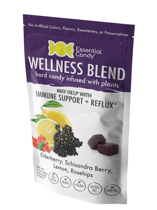 Wellness Blend Organic Hard Candy with Elderberry, Schisandra Berry, Lemon and Rosehips - Essential Candy